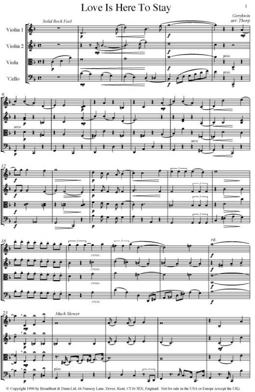 Gershwin - Love Is Here To Stay (String Quartet Parts) - Parts Digital Download