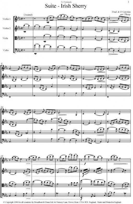 Traditional - Suite Irish Sherry (String Quartet Score) - Score Digital Download