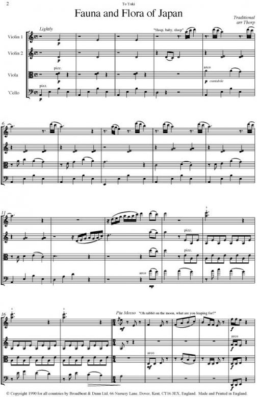 Traditional - Fauna and Flora of Japan (String Quartet Score) - Score Digital Download