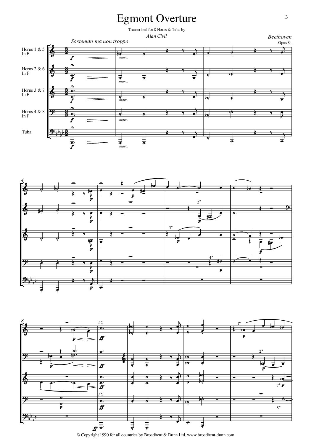 Beethoven arr. Civil - Egmont Overture (Horn Octet & Tuba) - Digital Download