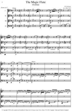 Mozart - The Magic Flute Overture (Horn Quartet) - Score Digital Download
