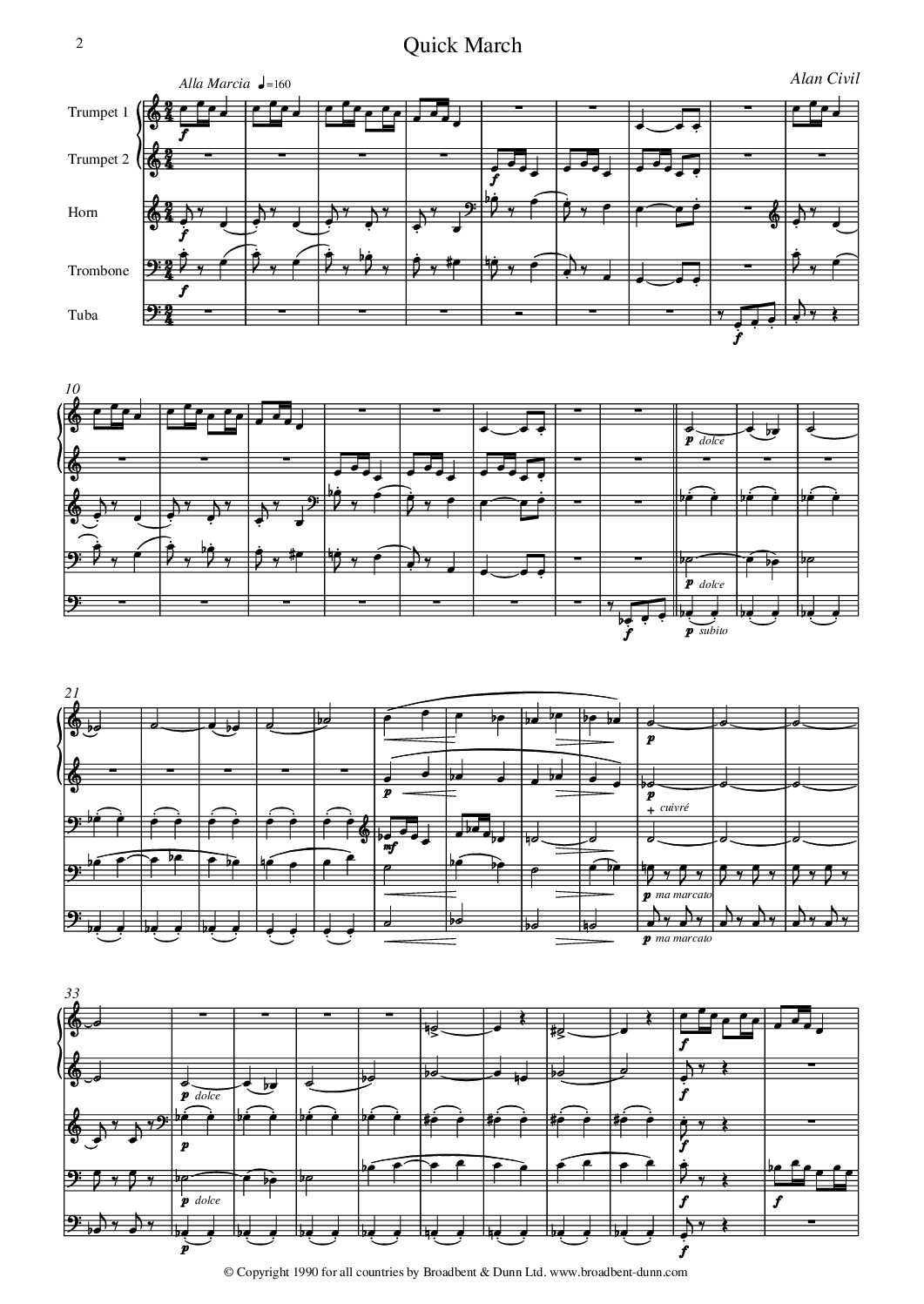 Alan Civil - Dance Suite (Brass Quintet) - Image 2