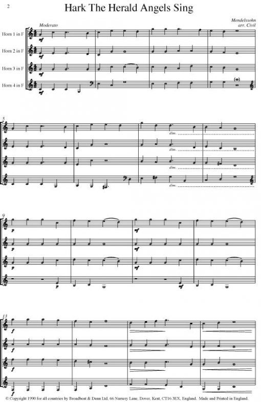 Mendelssohn & Anonymous - Two Carols (Horn Quartet) - Parts Digital Download