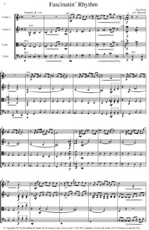 Gershwin - Fascinatin' Rhythm (String Quartet Parts) - Parts Digital Download