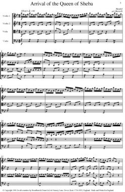 Handel - Arrival of the Queen of Sheba from Solomon (String Quartet Score) - Score Digital Download