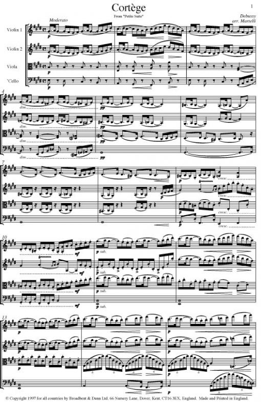 Debussy - Cortège from Petite Suite (String Quartet Parts) - Parts Digital Download