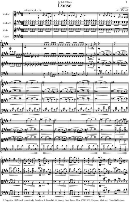 Debussy - Danse (String Quartet Score) - Score Digital Download