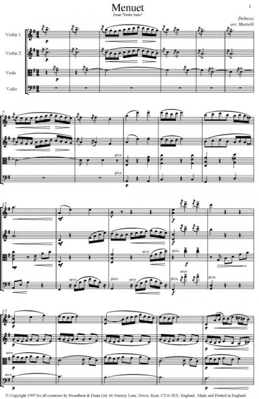 Debussy - Menuet from Petite Suite (String Quartet Score) - Score Digital Download