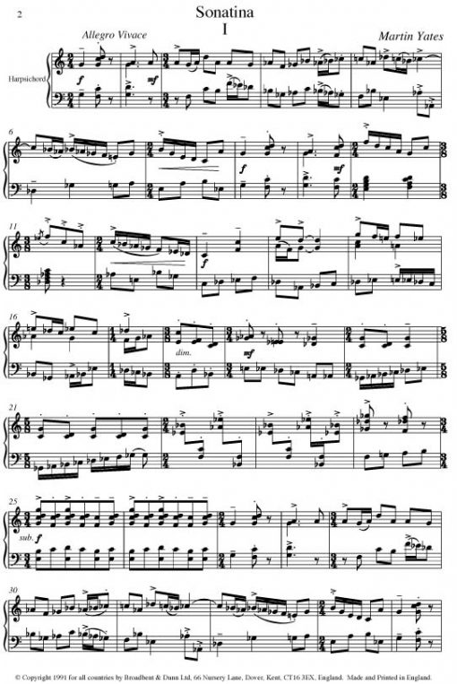 Martin Yates - Sonatina for Harpsichord - Digital Download