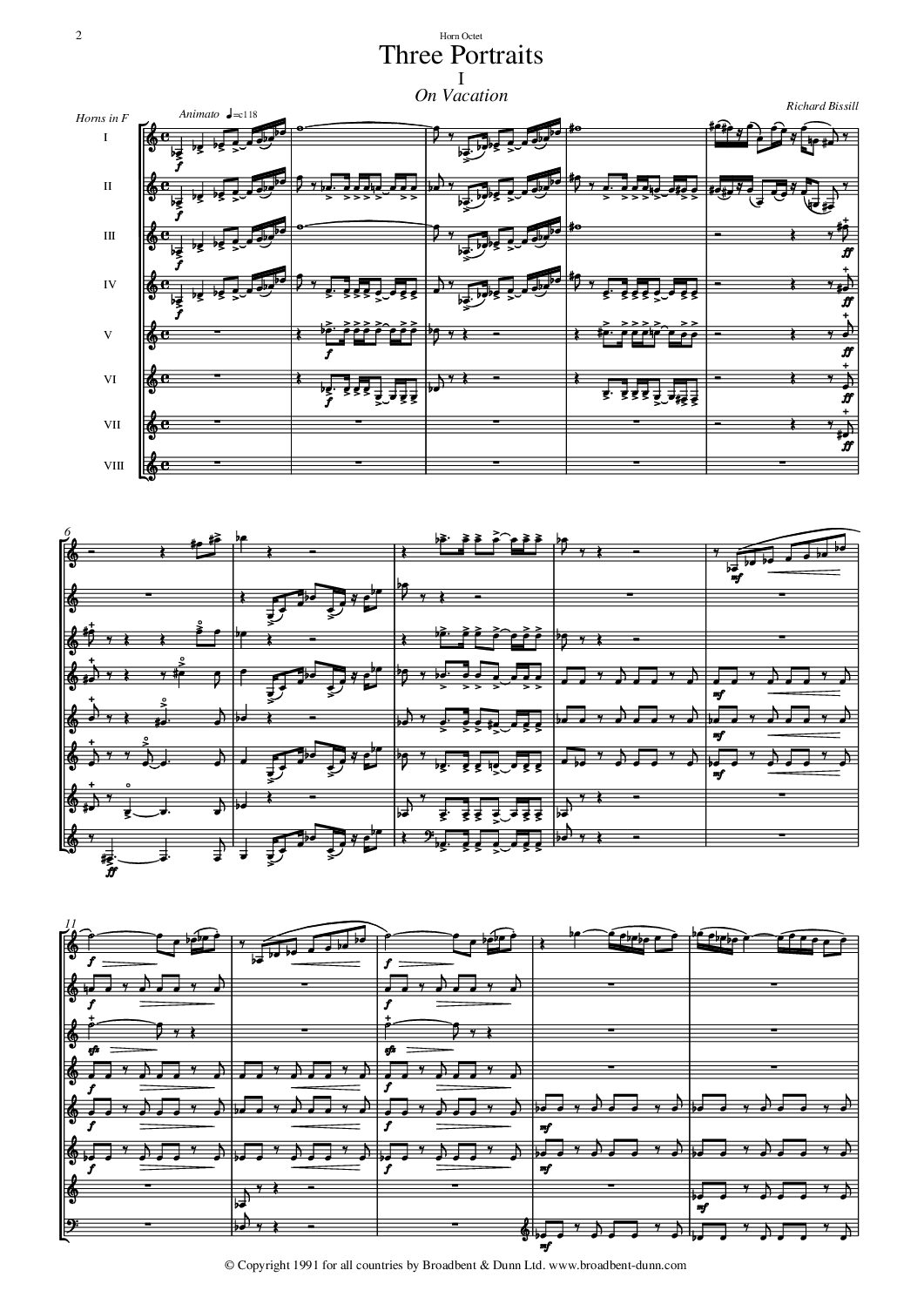 Richard Bissill - Three Portraits (Horn Octet) - Digital Download