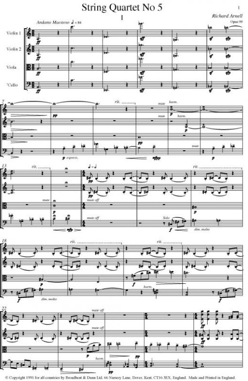 Richard Arnell - String Quartet No. 5