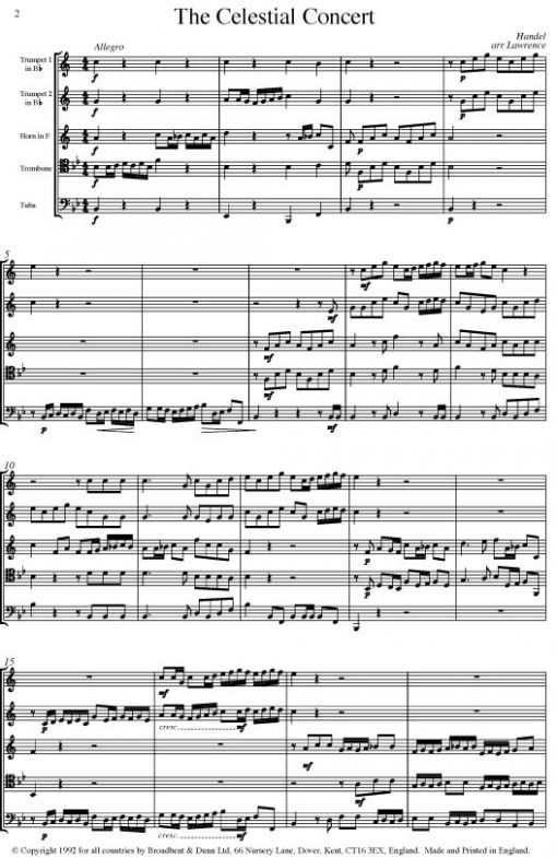 Handel - The Celestial Concert from Samson (Brass Quintet) - Parts Digital Download