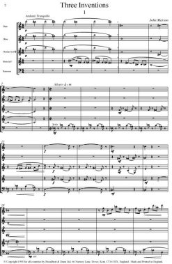 John Marson - Three Inventions (Wind Quintet) - Score Digital Download