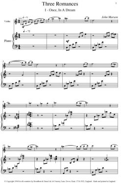 John Marson - Three Romances (Violin & Piano) - Digital Download