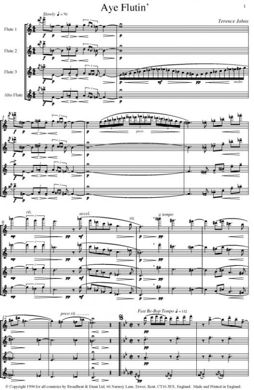 Terence Johns - Aye Flutin' (Flute Quartet) - Digital Download