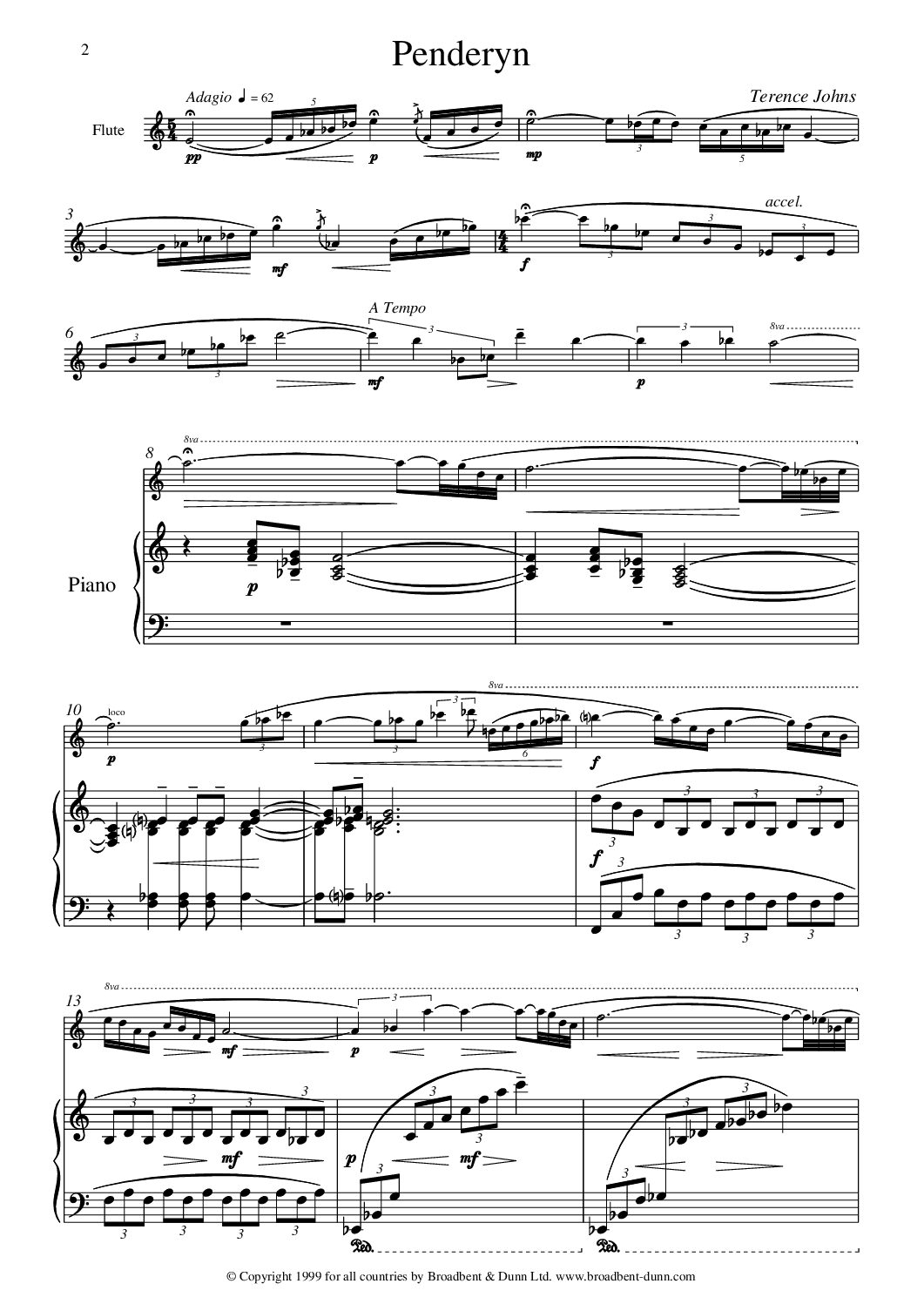 Terence Johns - Penderyn (Flute & Piano) - Digital Download