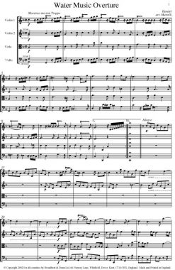 Handel - Water Music Overture (String Quartet Parts) - Parts Digital Download