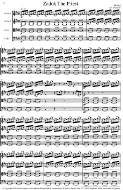 Handel - Zadok The Priest (String Quartet Score) - Score Digital Download