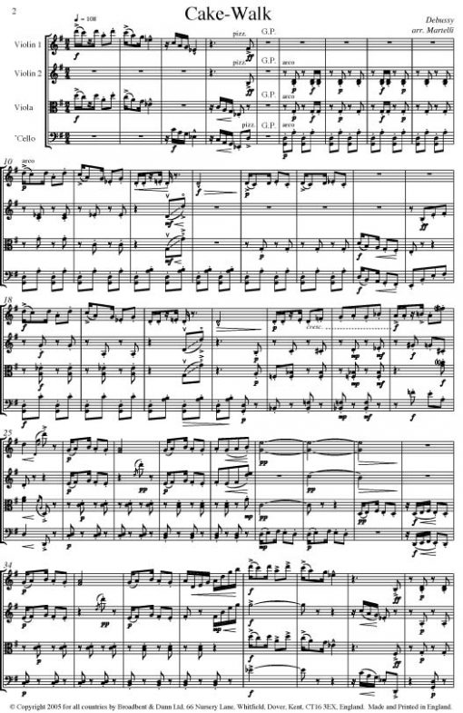 Debussy - Golliwog's Cakewalk from Children's Corner Piano Suite (String Quartet Score) - Score Digital Download