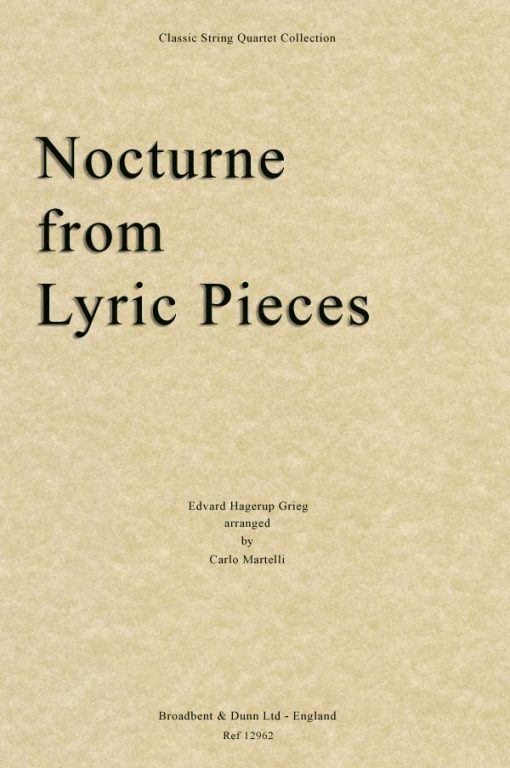 Grieg - Nocturne from Lyric Pieces (String Quartet Score)