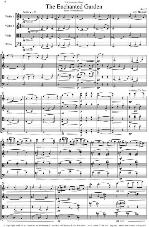 Ravel - The Enchanted Garden from Mother Goose (String Quartet Score) - Score Digital Download