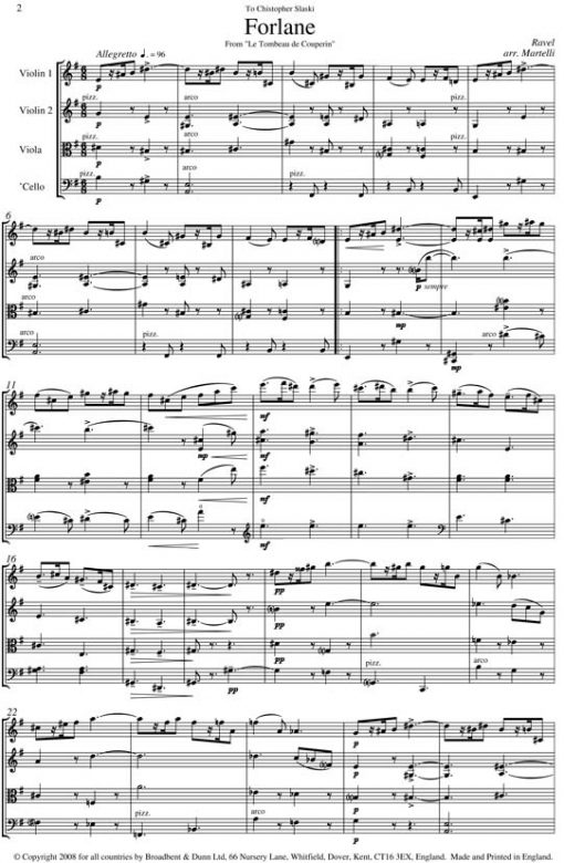 Ravel - Forlane from Le Tombeau de Couperin (String Quartet Score) - Score Digital Download
