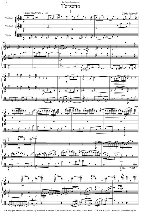 Carlo Martelli - Terzetto, Opus 5 (Two Violins and Viola) - Parts ...