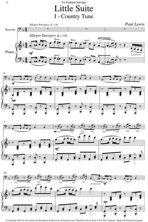 Paul Lewis - Little Suite (Bassoon & Piano) - Digital Download