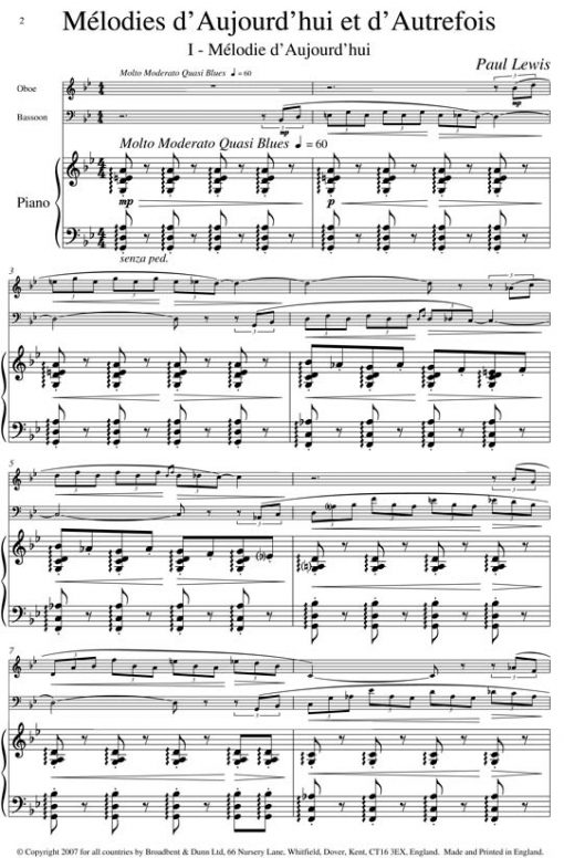 Paul Lewis - Mélodies d'Aujourd'hui et d'Autrefois (Oboe