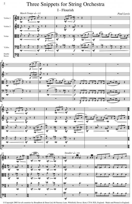 Paul Lewis - Three Snippets for String Orchestra - Score Digital Download