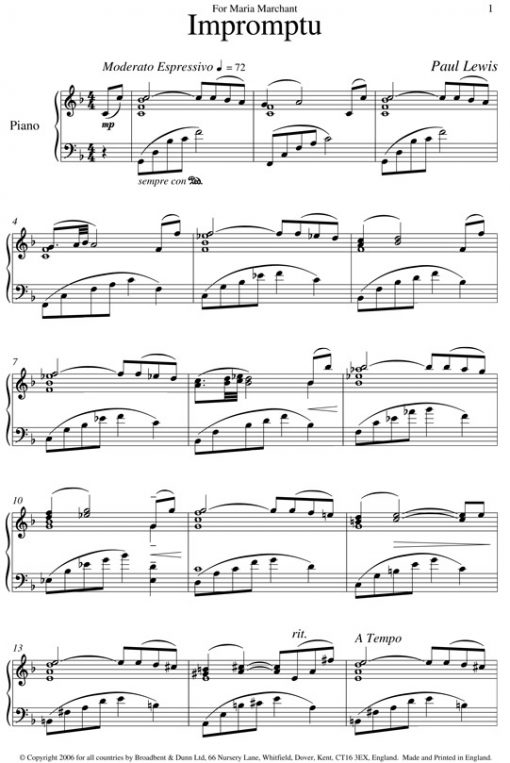 Paul Lewis - Impromptu (Piano) - Digital Download