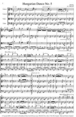 Brahms - Hungarian Dance No. 5 (String Quartet Parts) - Parts Digital Download
