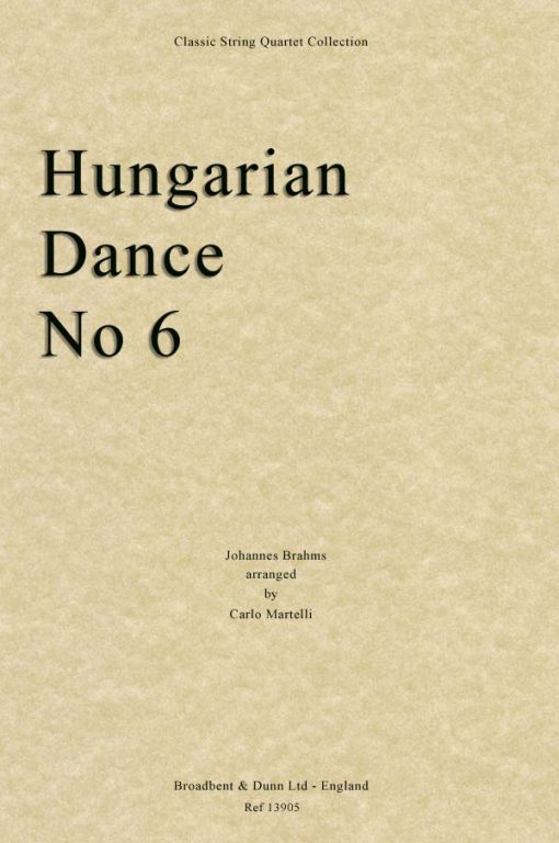Brahms - Hungarian Dance No. 6 (String Quartet Score)