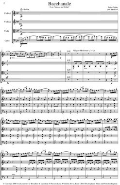 Saint-Saëns - Bacchanale from Samson and Delilah (String Quartet Parts) - Parts Digital Download