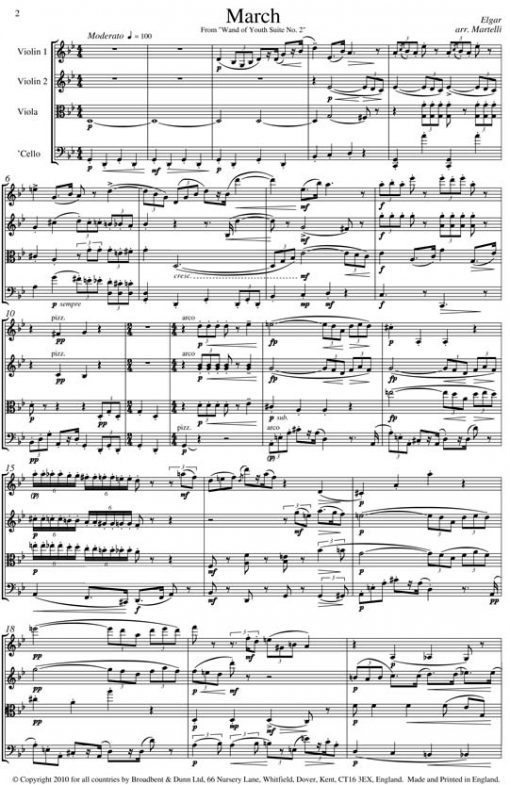 Elgar - March from Wand of Youth Suite No. 2 (String Quartet Score) - Score Digital Download