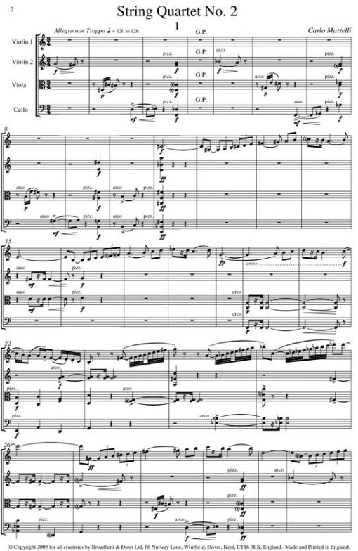 Carlo Martelli - String Quartet No. 2