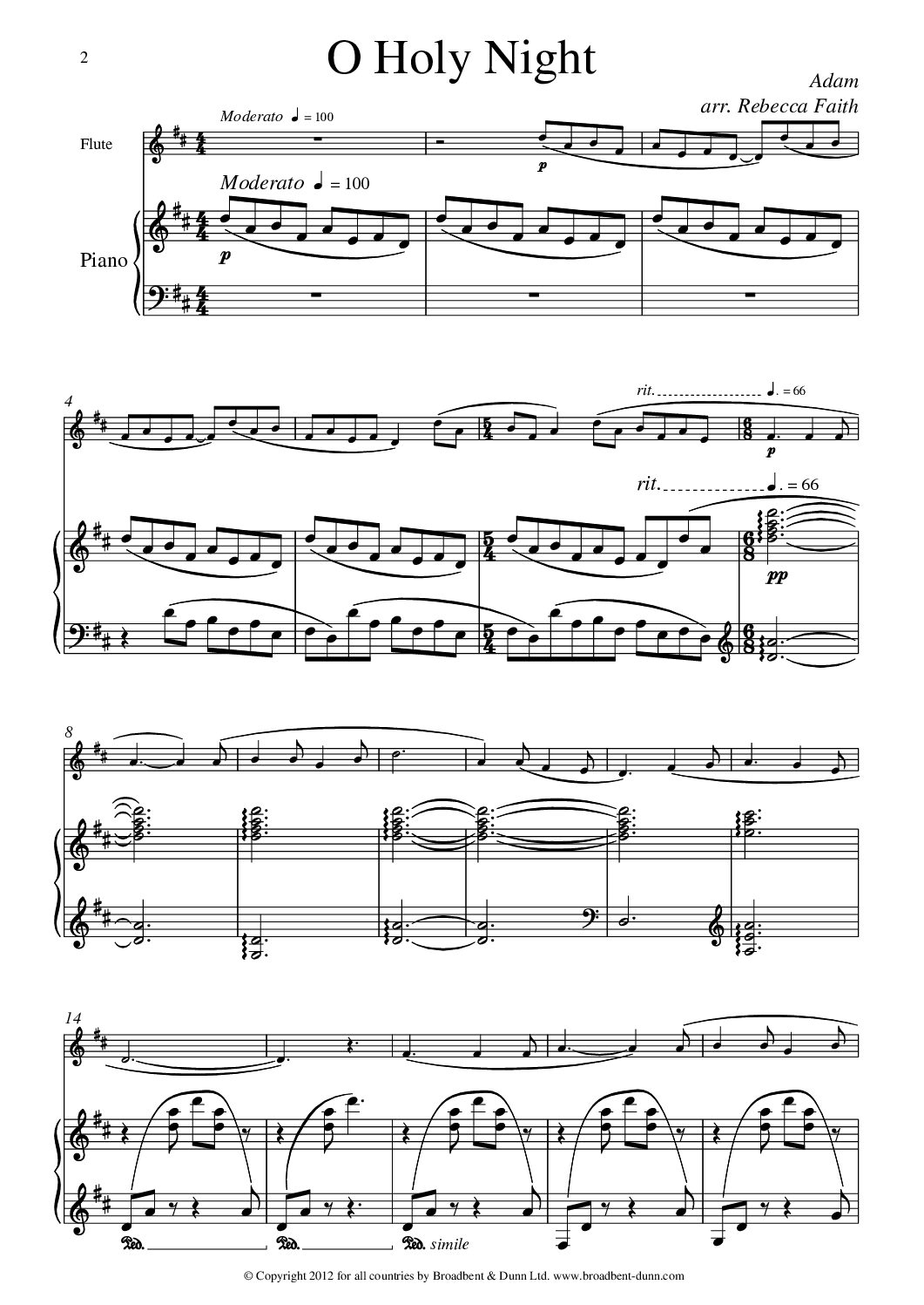 Adam arr. Faith - O Holy Night (Flute & Piano) - Digital Download