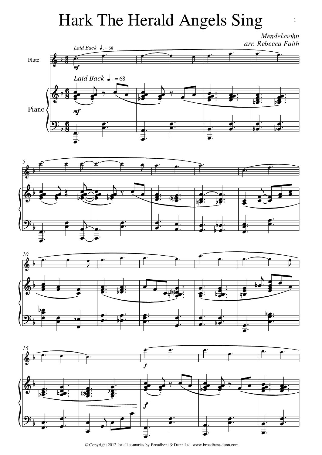 Mendelssohn arr. Faith - Hark The Herald Angels Sing (Flute & Piano) - Digital Download