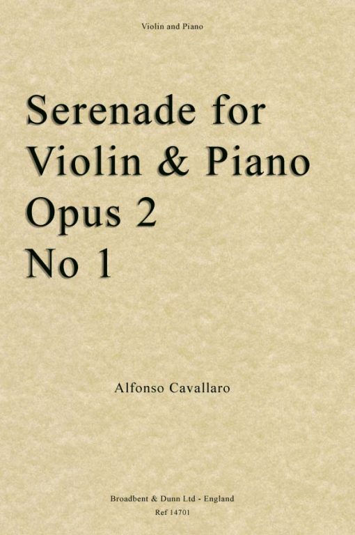 Alfonso Cavallaro - Serenade for Violin and Piano Opus Posth. 2 No 1